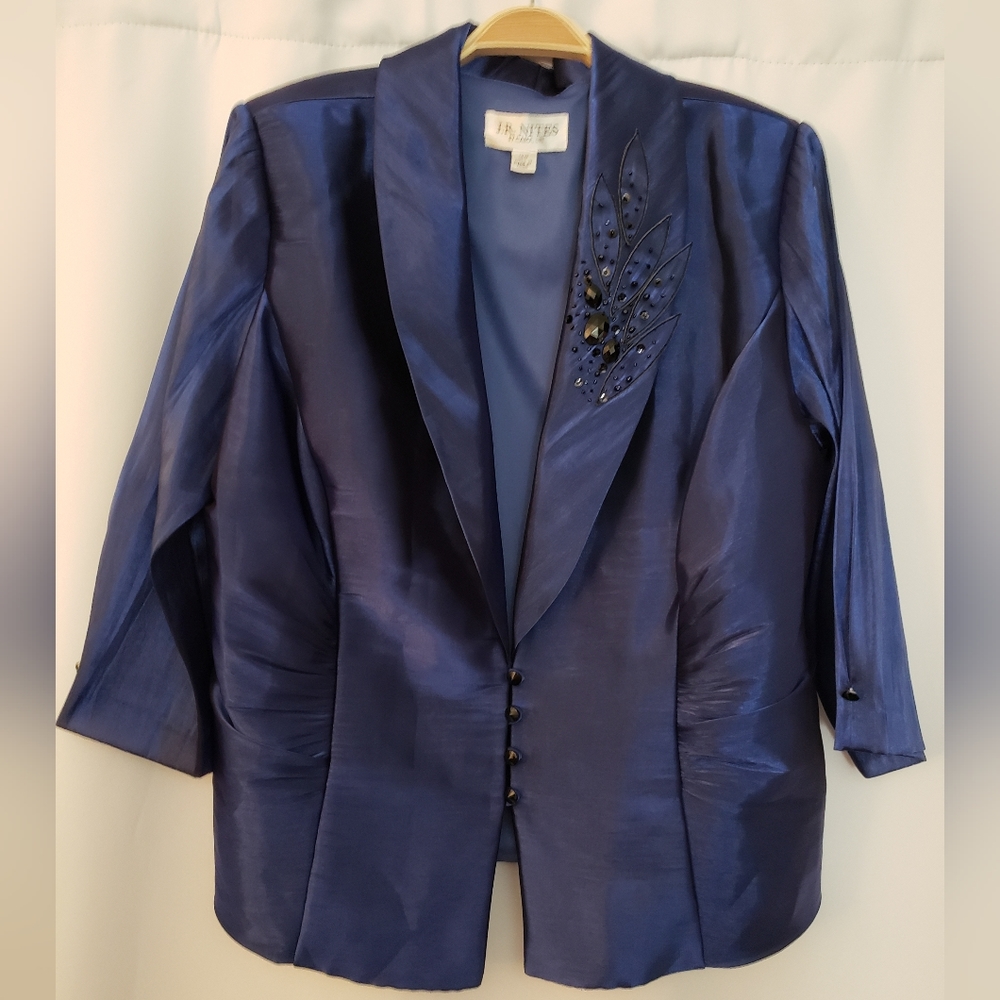 J.R. Nites by Carol Lin Womens Formal Jacket Purple with Black Beadwork Size 18W